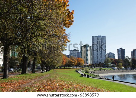 Vancouver\'s English Bay park, in the autumn season