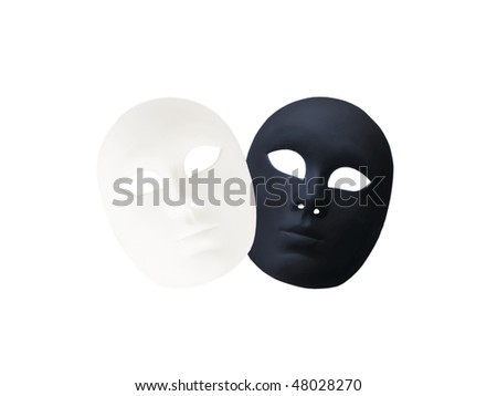 black and white carnival masks crossed,  isolated,