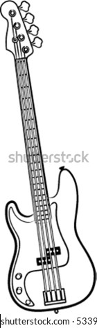 A Simple Vector Electric Bass Guitar Line Art Illustration - 53396890