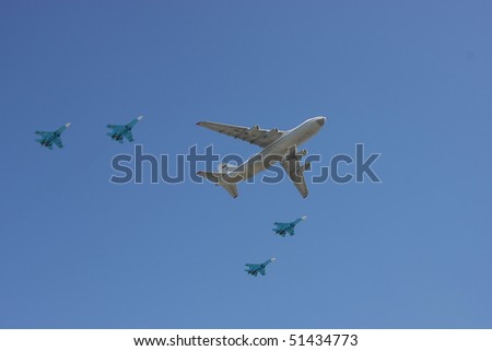 MOSCOW, RUSSIA - MAY 9: Aircraft on the Victory Parade. May 9th, 2009. Moscow. Red square.