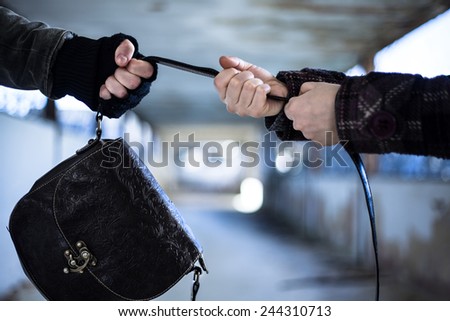 Snatcher Stealing a Bag from a Woman