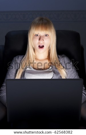 Shocked Woman with Laptop