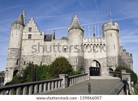 Close-up of the Steen castle in Antwerp, Belgium