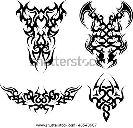 stock vector Set of 4 tribal tattoos