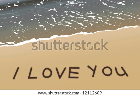 Love message on gold sand