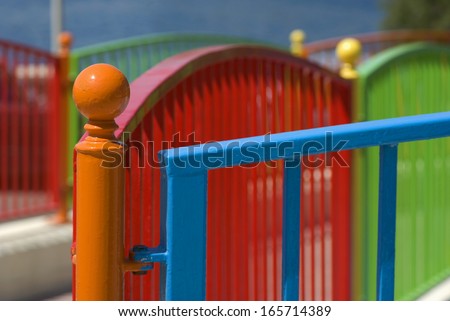 Colorful fence around a playground for children on the island Malta.