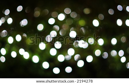 Christmas lights, out of focus, incandescence color cast, bokeh of 50mm lens