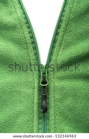 Zipper opening fleece jacket over white background