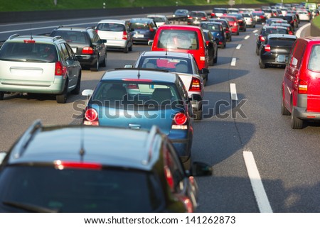 Traffic jam on a freeway
