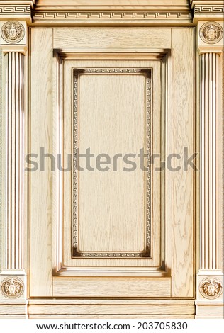 Wooden decorated facade of furniture