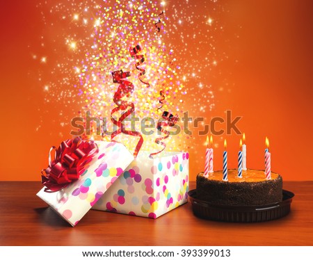 Birthday cake and presents