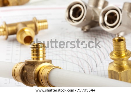 Plumbing supplies - pipes, accessories, documentation and valves