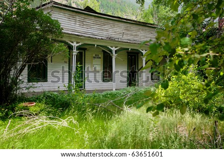 Run down and overgrown old house