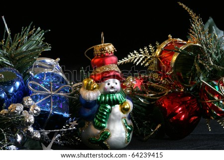 Assorted holiday festive decorations of various types