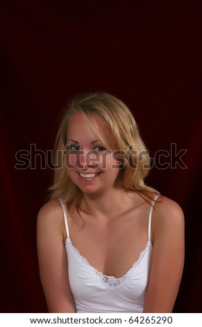 stock photo Portrait of cute young woman with a girl next door look