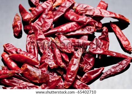 Spicy dried red hot chili peppers - very hot and spicy