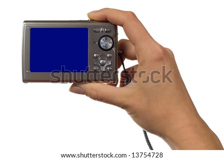 Hand holding a point and shoot camera