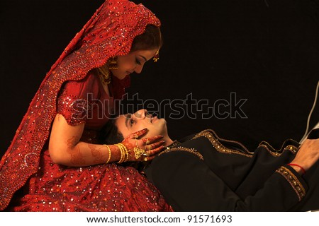 stock photo Pakistani Wedding Bride and Groom