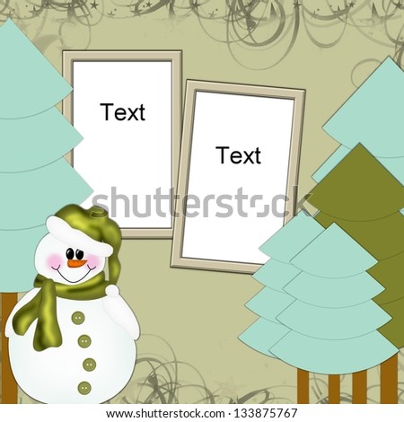 Photo frame with snowman