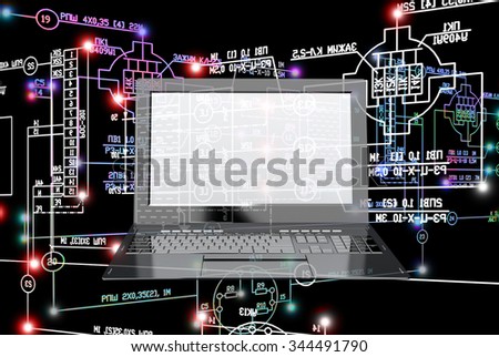 Laptop,Electrical industrial engineering scheme