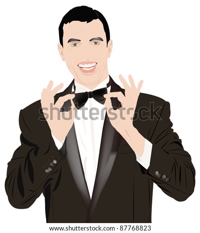 stock vector Portrait the man in a classical tuxedo on an white background