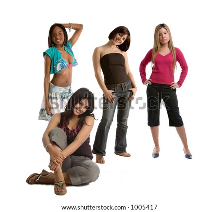 stock photo Group of four girlfriends