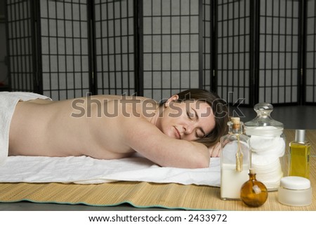 Woman dreaming in a spa