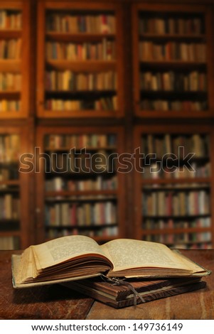 library setting with old books