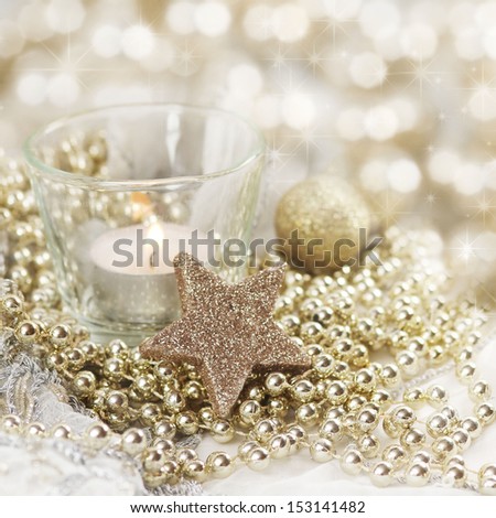 Christmas ball baubles with golden decoration