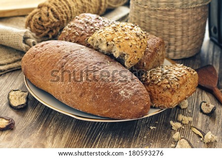 Fresh beautiful mixed bread close up shoot