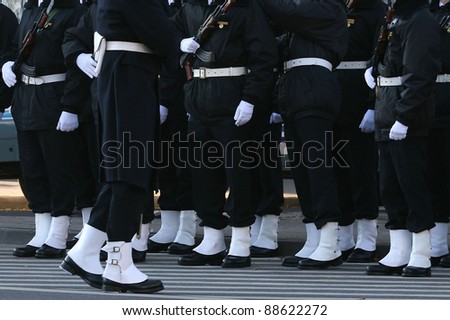 Formation of sailor men on the parade