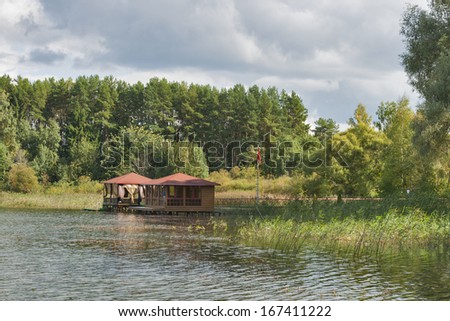landscape with pavilions to stay in the reservoir