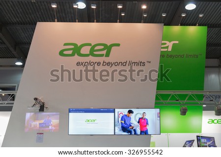 KIEV, UKRAINE - OCTOBER 11, 2015: Acer, a Taiwan based international computer company booth during CEE 2015, the largest electronics trade show of Ukraine in ExpoPlaza Exhibition Center.