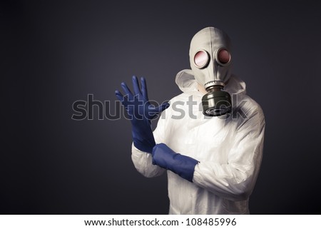 chemical warfare concept with man in a gas mask