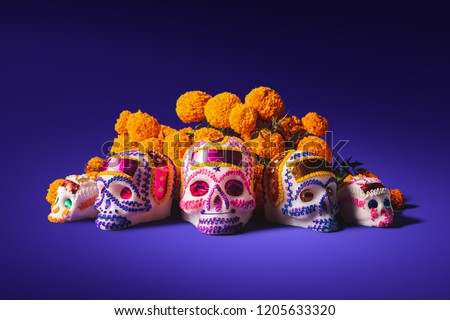 High contrast image of sugar skulls used for \