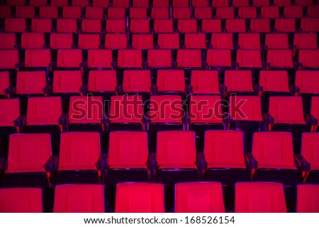 Empty Rows Of Red Theater Or Movie Seats