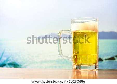 beer mug on blue sky