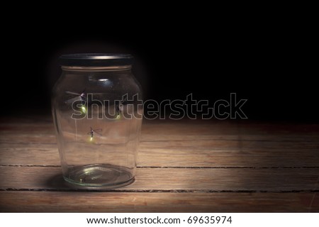 Fireflies In A Jar At Night. real fireflies in a jar