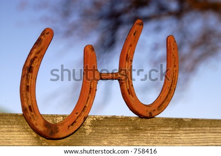 welded horseshoe art. stock photo : welded shoes