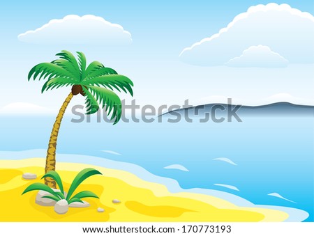 Landscape with beach and palm