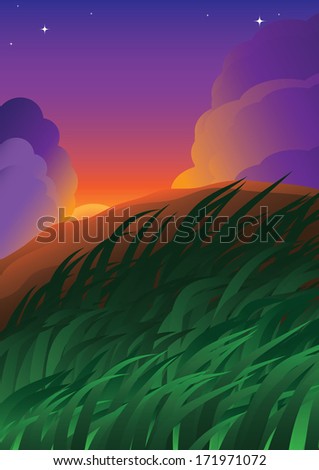 Landscape with the sunset