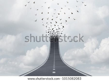 Spiritual journey as a highway to heaven faith concept or spirituality salvation freedom symbol as a road transforming into flying birds with 3D illustration elements.