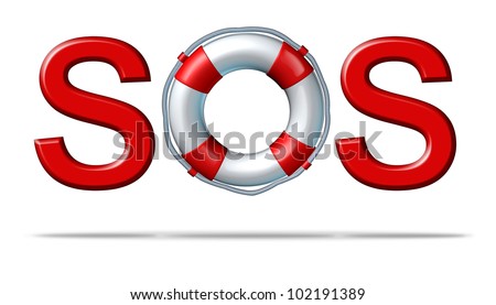 Help Sos Symbol With A Life Preserver As The Letter O Representing