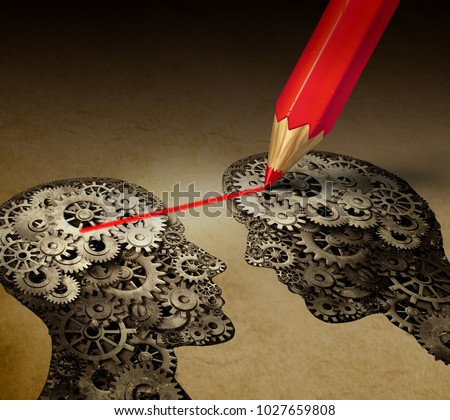 Brain telepathy and mind reading psychology or mental connection concept as telepathic people symbols connected with a drawing as a 3D illustration