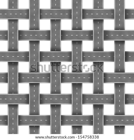 Roads and street pattern with a group of organized highways in a grid pattern as a transportation and business management crossroad concept isolated on white as a symbol of urban circulation.