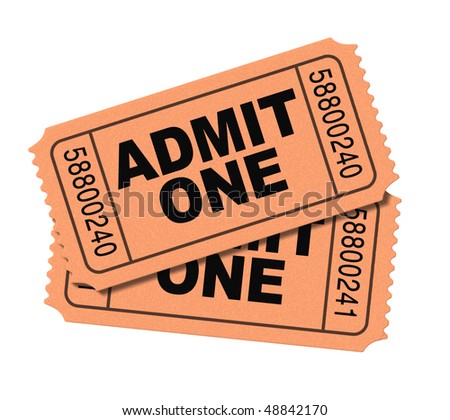 Movies Tickets on Admit One Movie Tickets Isolated On White Stock Photo 48842170