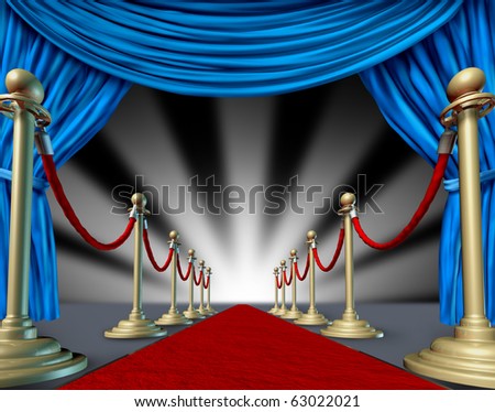 red carpet blue velvet curtain introducing presenting theater stage