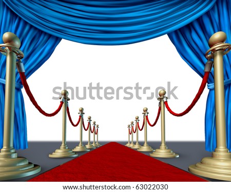 red carpet blue velvet curtain introducing presenting theater stage