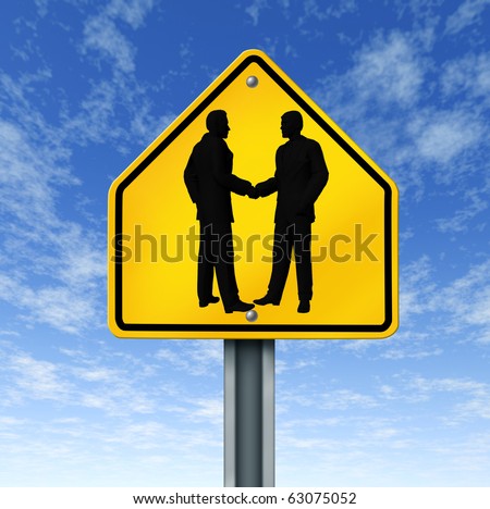 agreement hand shake business deal road sign symbol