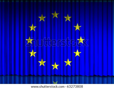 Europe european union curtain flag drapes country stage presenting award unveiling grand opening